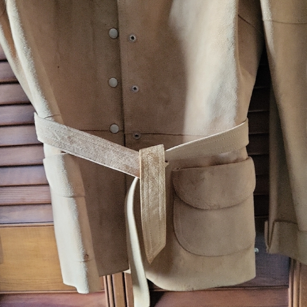 Tan Suede Button-Front Jacket - image 6